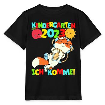 Kindergarten ich komme Fuchs Kindergartenkind 2022 - Stanley/Stella Kinder T-Shirt MINI CREATOR  - Schwarz - Vorne - Mikhail (115cm)