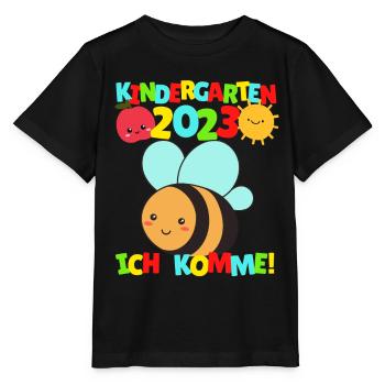 Kindergarten ich komme Biene Kindergartenkind 2022 - Stanley/Stella Kinder T-Shirt MINI CREATOR  - Schwarz - Vorne - Mikhail (115cm)