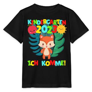 Kindergarten ich komme Fuchs Kindergartenkind 2022 - Stanley/Stella Kinder T-Shirt MINI CREATOR  - Schwarz - Vorne - Mikhail (115cm)