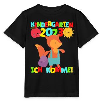 Kindergarten ich komme Fuchs Kindergartenkind 2022 - Stanley/Stella Kinder T-Shirt MINI CREATOR  - Schwarz - Vorne - Mikhail (115cm)