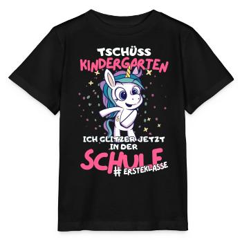 Schule Einhorn-Abschiedsgeschenk für Kitaabgänger - Stanley/Stella Kinder T-Shirt MINI CREATOR  - Schwarz - Vorne - Mikhail (115cm)