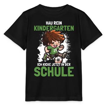 Bye Bye Kindergarten Fußball 1. Klasse Einschulung - Stanley/Stella Kinder T-Shirt MINI CREATOR  - Schwarz - Vorne - Mikhail (115cm)