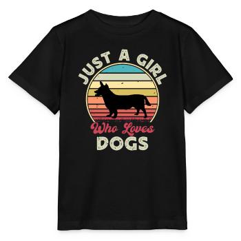 Lancashire Heeler Dog Love Silhouette Retro Sunset - Stanley/Stella Kinder T-Shirt MINI CREATOR  - Schwarz - Vorne - Mikhail (115cm)