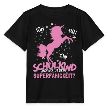 Schulkind Bye Bye Kindergarten Einhorn Outfit - Stanley/Stella Kinder T-Shirt MINI CREATOR  - Schwarz - Vorne - Mikhail (115cm)