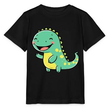 Niedlicher Cartoon-Dinosaurier für Dino-Fans - Stanley/Stella Kinder T-Shirt MINI CREATOR  - Schwarz - Vorne - Mikhail (115cm)