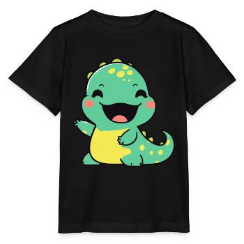 Niedlicher Cartoon-Dinosaurier für Dino-Fans - Stanley/Stella Kinder T-Shirt MINI CREATOR  - Schwarz - Vorne - Mikhail (115cm)
