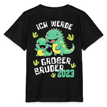 Ich werde großer Bruder 2023 Dino Brüder für Jungs - Stanley/Stella Kinder T-Shirt MINI CREATOR  - Schwarz - Vorne - Mikhail (115cm)