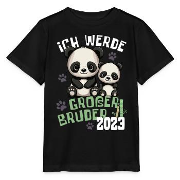 Ich werde großer Bruder 2023 - Süße Panda Brüder - Stanley/Stella Kinder T-Shirt MINI CREATOR  - Schwarz - Vorne - Mikhail (115cm)
