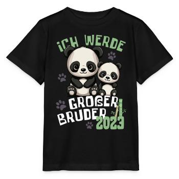Ich werde großer Bruder 2023 - Süße Panda Brüder - Stanley/Stella Kinder T-Shirt MINI CREATOR  - Schwarz - Vorne - Mikhail (115cm)