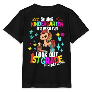 Horse Bye-bye Kindergarten: Inscription 1ère année - T-shirt bio MINI CREATOR Stanley/Stella Enfant - noir - Devant - Mikhail (115cm)