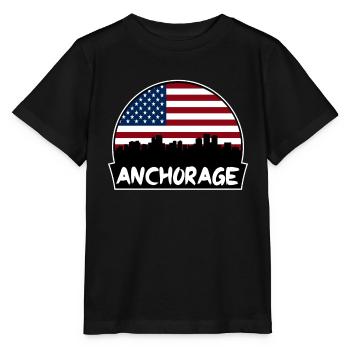 Anchorage Alaska USA Flagge Skyline Silhouette Trave - Stanley/Stella Kinder T-Shirt MINI CREATOR  - Schwarz - Vorne - Mikhail (115cm)