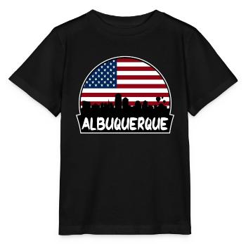 Albuquerque Nouveau-Mexique États-Unis Flag Skyline Silhouette - T-shirt bio MINI CREATOR Stanley/Stella Enfant - noir - Devant - Mikhail (115cm)