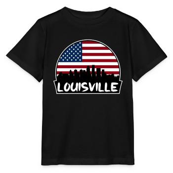 Louisville Kentucky USA Flagge Skyline Silhouette Tr - Stanley/Stella Kinder T-Shirt MINI CREATOR  - Schwarz - Vorne - Mikhail (115cm)