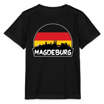 Magdebourg Allemagne Flag Skyline Silhouette Voyage - T-shirt bio MINI CREATOR Stanley/Stella Enfant - noir - Devant - Mikhail (115cm)