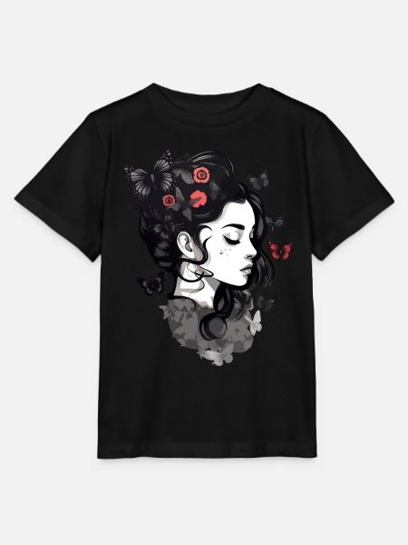 Gothic Mädchen und Schmetterlinge: Aesthetic - Stanley/Stella Kinder T-Shirt MINI CREATOR  - Schwarz