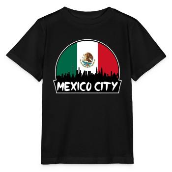 Mexico City Mexico Flag Skyline Silhouette Travel - Stanley/Stella MINI CREATOR Kids’ T-Shirt - black - Front - Mikhail (115cm)