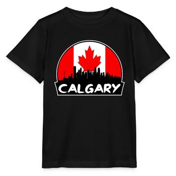 Calgary Canada Flag Skyline Silhouette Voyage - T-shirt bio MINI CREATOR Stanley/Stella Enfant - noir - Devant - Mikhail (115cm)