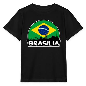 Brasilia Brazil Flag Skyline Silhouette Travel - Stanley/Stella MINI CREATOR Kids’ T-Shirt - black - Front - Mikhail (115cm)