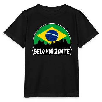 Belo Horizonte Brésil Flag Skyline Silhouette - T-shirt bio MINI CREATOR Stanley/Stella Enfant - noir - Devant - Mikhail (115cm)