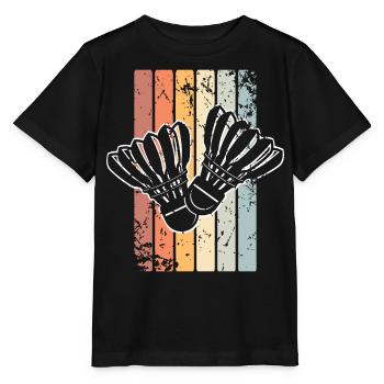 Badminton Federball - Stanley/Stella Kinder T-Shirt MINI CREATOR  - Schwarz - Vorne - Mikhail (115cm)
