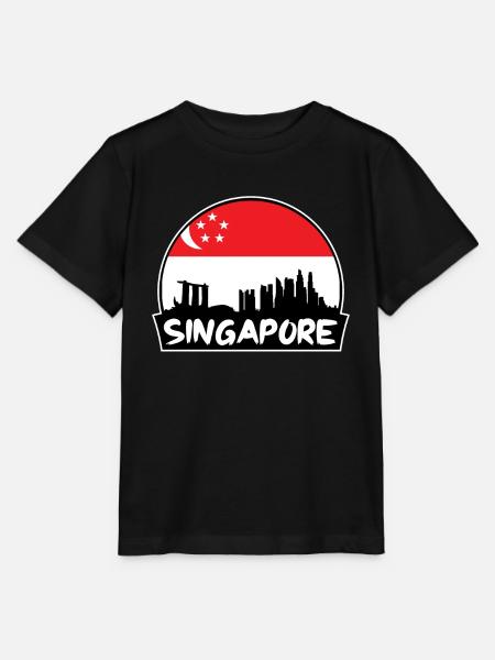 Singapour Singapour Flag Skyline Silhouette Voyage - T-shirt bio MINI CREATOR Stanley/Stella Enfant - noir