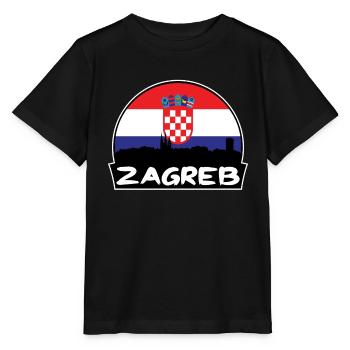 Zagreb, Kroatien, Flagge, Skyline, Silhouette, Reisen - Stanley/Stella Kinder T-Shirt MINI CREATOR  - Schwarz - Vorne - Mikhail (115cm)