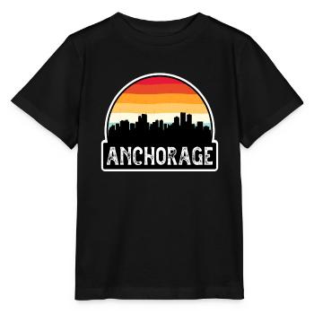 Anchorage Alaska USA Flagge Skyline Reisesouvenir - Stanley/Stella Kinder T-Shirt MINI CREATOR  - Schwarz - Vorne - Mikhail (115cm)