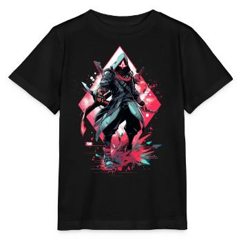 Epic Gamer Cyber Assassin in Red with Shard - Stanley/Stella MINI CREATOR Kids’ T-Shirt - black - Front - Mikhail (115cm)