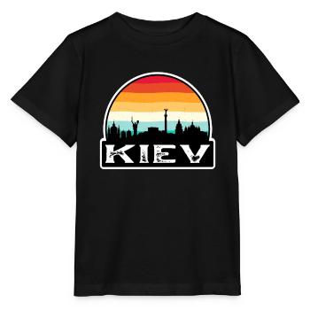 Kiew Ukraine Flagge Skyline Reisesouvenir - Stanley/Stella Kinder T-Shirt MINI CREATOR  - Schwarz - Vorne - Mikhail (115cm)