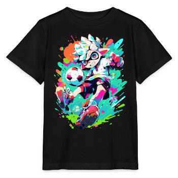 Footballeur funky dans un look de jeu de street art cool - T-shirt bio MINI CREATOR Stanley/Stella Enfant - noir - Devant - Mikhail (115cm)