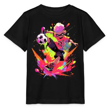 Cool Cartoon Footballer - Street Art Gaming Design - T-shirt bio MINI CREATOR Stanley/Stella Enfant - noir - Devant - Mikhail (115cm)