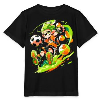 Cool cartoon footballer in street art gaming style - Stanley/Stella MINI CREATOR Kids’ T-Shirt - black - Front - Mikhail (115cm)
