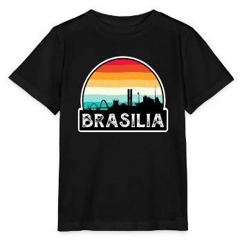 Brasilia Brazil Flag Skyline Travel Souvenir - Stanley/Stella MINI CREATOR Kids’ T-Shirt - black - Front - Mikhail (115cm)