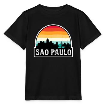 Sao Paulo Brésil Flag Skyline Souvenir de voyage - T-shirt bio MINI CREATOR Stanley/Stella Enfant - noir - Devant - Mikhail (115cm)