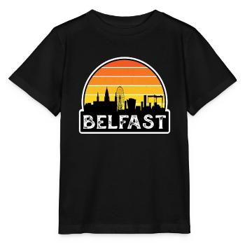 Belfast Northern Ireland Flag Skyline Travel Souve - Stanley/Stella MINI CREATOR Kids’ T-Shirt - black - Front - Mikhail (115cm)