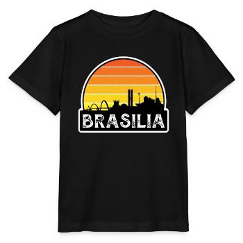 Brasilia Brazil Flag Skyline Travel Souvenir - Stanley/Stella MINI CREATOR Kids’ T-Shirt - black - Front - Mikhail (115cm)