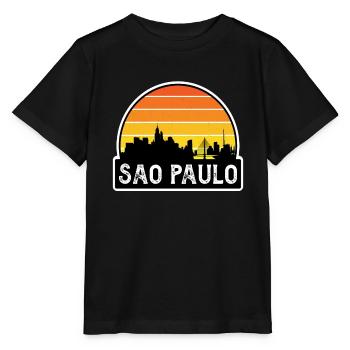 Sao Paulo Brésil Flag Skyline Souvenir de voyage - T-shirt bio MINI CREATOR Stanley/Stella Enfant - noir - Devant - Mikhail (115cm)