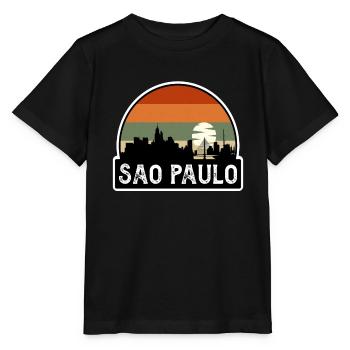 Sao Paulo Brazil Flag Skyline Travel Souvenir - Stanley/Stella MINI CREATOR Kids’ T-Shirt - black - Front - Mikhail (115cm)