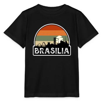 Brasilia Brazil Flag Skyline Travel Souvenir - Stanley/Stella MINI CREATOR Kids’ T-Shirt - black - Front - Mikhail (115cm)