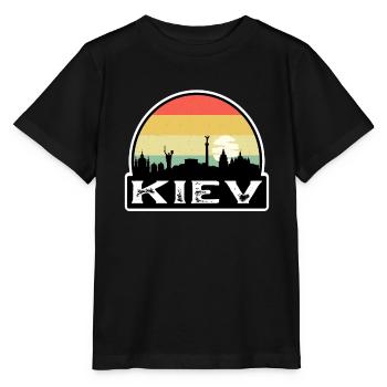 Kiew Ukraine Flagge Skyline Reisesouvenir - Stanley/Stella Kinder T-Shirt MINI CREATOR  - Schwarz - Vorne - Mikhail (115cm)