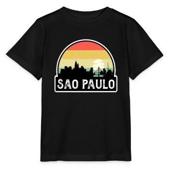 Sao Paulo Brésil Flag Skyline Souvenir de voyage - T-shirt bio MINI CREATOR Stanley/Stella Enfant - noir - Devant - Mikhail (115cm)