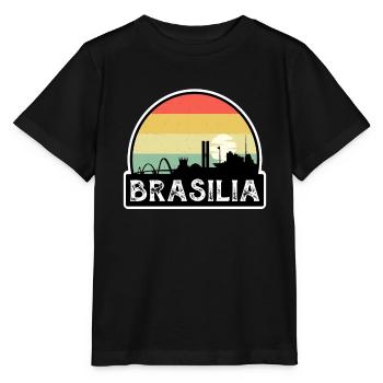 Brasilia Brazil Flag Skyline Travel Souvenir - Stanley/Stella MINI CREATOR Kids’ T-Shirt - black - Front - Mikhail (115cm)