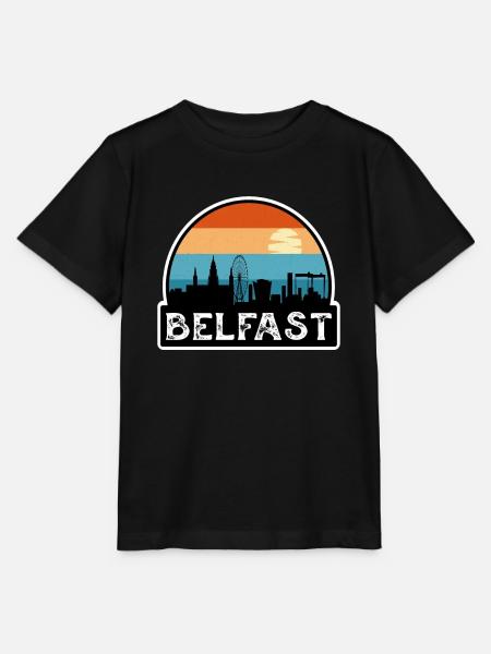 Belfast Northern Ireland Flag Skyline Travel Souve - Stanley/Stella MINI CREATOR Kids’ T-Shirt - black