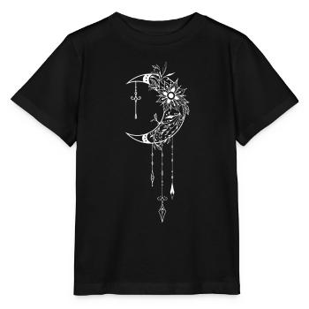 Wicca & Pagan: Mystisches Design mit Halbmond - Stanley/Stella Kinder T-Shirt MINI CREATOR  - Schwarz - Vorne - Mikhail (115cm)