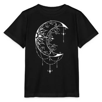 Faszinierendes Wicca-Halbmond Design mit Symbolik - Stanley/Stella Kinder T-Shirt MINI CREATOR  - Schwarz - Vorne - Mikhail (115cm)