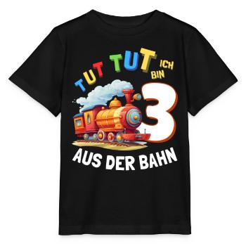 3. Geburtstag Junge Zug Eisenbahn für Zugfahrer - Stanley/Stella Kinder T-Shirt MINI CREATOR  - Schwarz - Vorne - Mikhail (115cm)