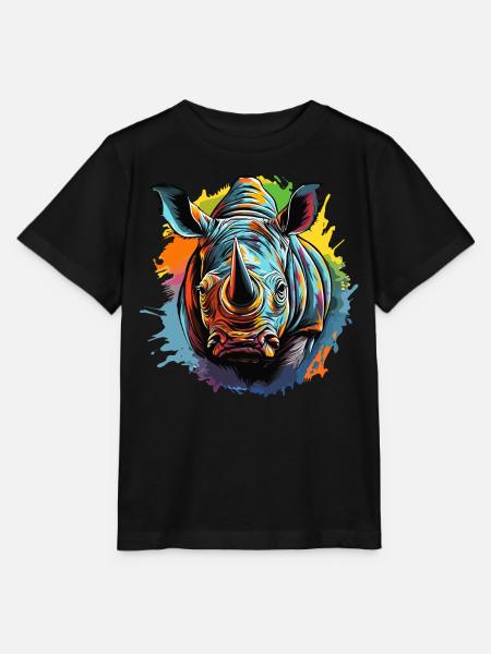 Buntes Nashorn - Stanley/Stella Kinder T-Shirt MINI CREATOR - Schwarz