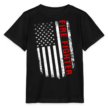 USA Wildland Firefighter Amerikanische Flagge - Stanley/Stella Kinder T-Shirt MINI CREATOR  - Schwarz - Vorne - Mikhail (115cm)