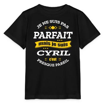 CYRIL PARFAIT - PRENOM CYRIL - T-shirt bio MINI CREATOR Stanley/Stella Enfant - noir - Devant - Mikhail (115cm)