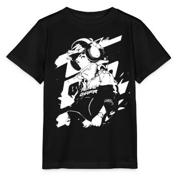Shibuya's cool Cyberpunk Style Anime Boy Otaku - Stanley/Stella Kinder T-Shirt MINI CREATOR  - Schwarz - Vorne - Mikhail (115cm)